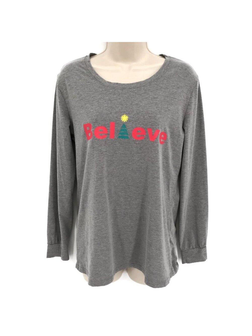 Believe Graphic Gray Long Sleeve Shirt By PatPat  Womens Medium
